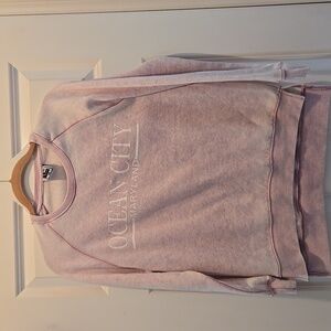Ocean City Maryland Crewneck Sweatshirt XS Soft Fleece Pullover Pink Burnout